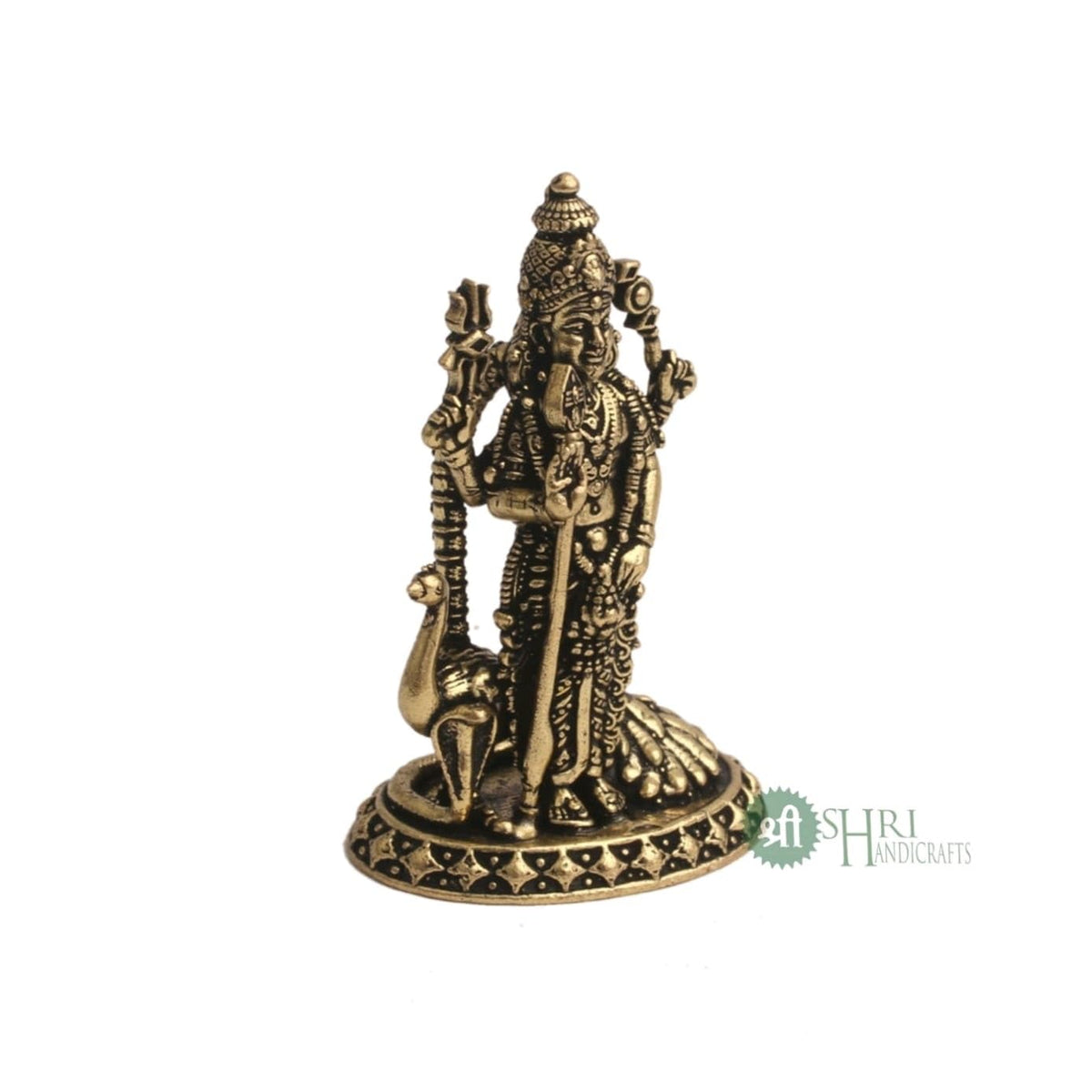 Brass 2" Lord Murugan Statue | Handcrafted Standing Kartikeya Murti Hindu God Idol Figurine Perfect for Decoration Puja & Gifting Purpose Sculpture (Weight- 40gm)