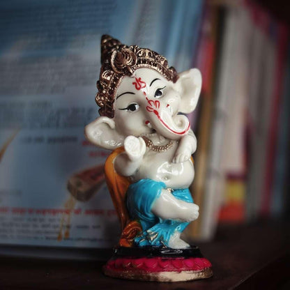 Handcrafted Resin Blessing Ganesh Idol Showpiece for Home Decor Office Table Temple Spiritual Gift Figurine Decorative Statue