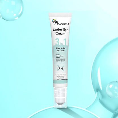 Fixderma Under Eye Cream Roll on with Peptides, Green Tea Extract & Vitamin E | Reduces Dark Circles, Puffiness, Wrinkles & Fine Lines | Triple Action | for Men & Women | 15g