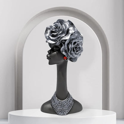 Home Decor Resin African Lady Showpiece (Black, Pack of 1)