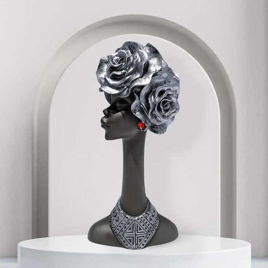Home Decor Resin African Lady Showpiece (Black, Pack of 1)