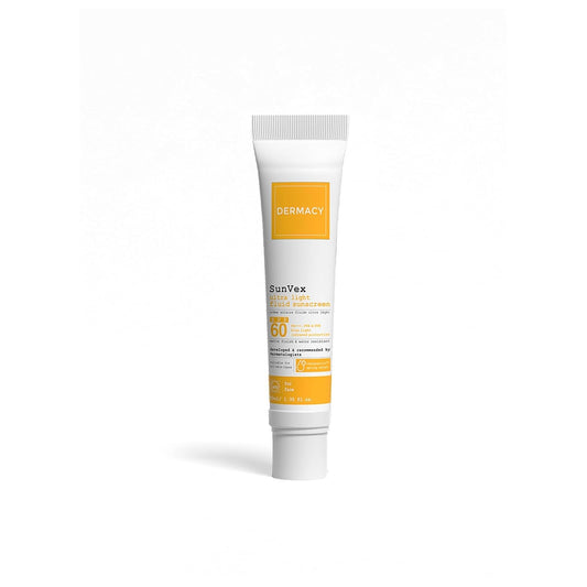 Dermacy Sunvex | Ultra Light Fluid Sunscreen | SPF 60 PA+++ | Non Greasy Sun Protection | Suitable For All Skin Types | 40ml
