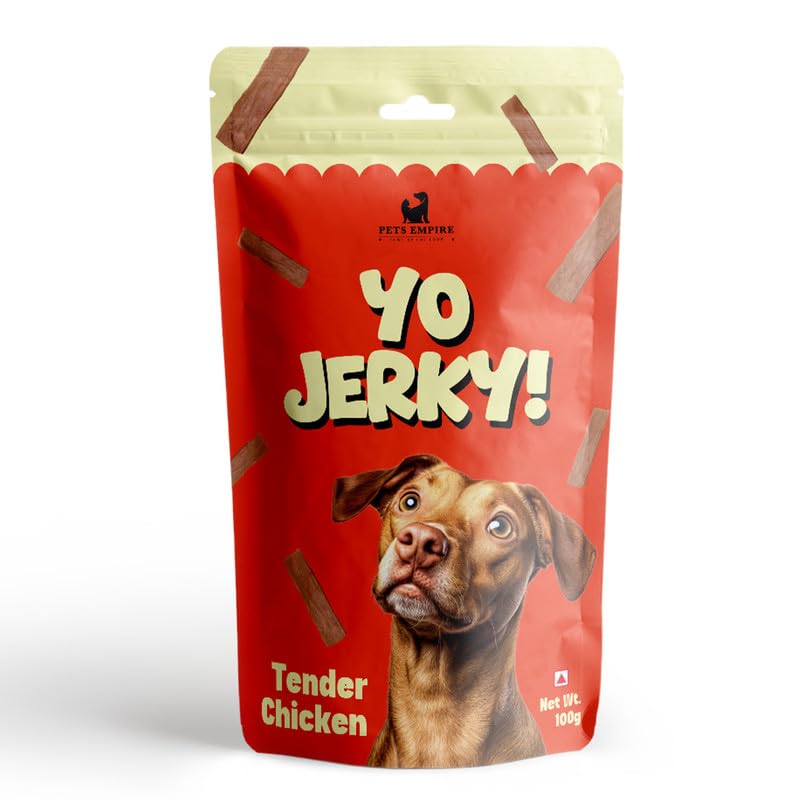 PETS EMPIRE Yo Jerky Tender Chicken Dog Treats, 100g | High Protein Soft Chew Snacks for Dogs | Made with Real Chicken & Sweet Potato | Grain-Free, HealthyR Eward for Puppies & Adult Dogs
