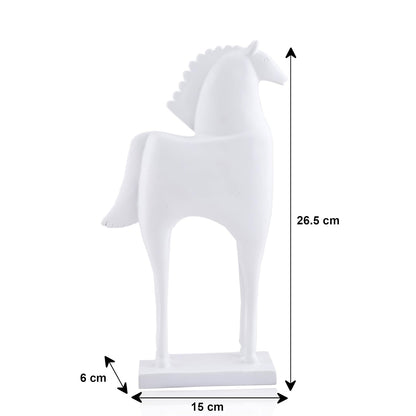Elegant Horse Figurine | Modern Minimalist Home,Office Decor | Sleek Resin Sculpture | Contemporary Home Accent - White