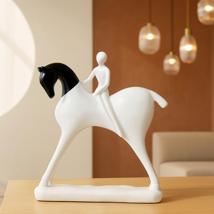 Modern Artistic Horse and Rider Figurine | Resin Home Decor Accent | Unique Art Piece for Living Room, Office, or Entryway | Elegant and Sleek Design