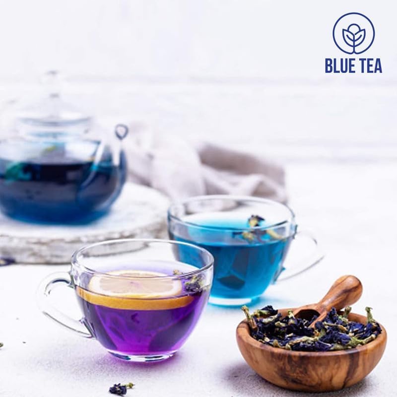 BLUE TEA - Indian Chai Masala Tea | Calming Masala Tea - 50g - 50+ Cups | MASALA SPICY TEA | Ginger, Cardamom, Cinnamon | Caffeine-Free | Herbal Tea | Tin Pack