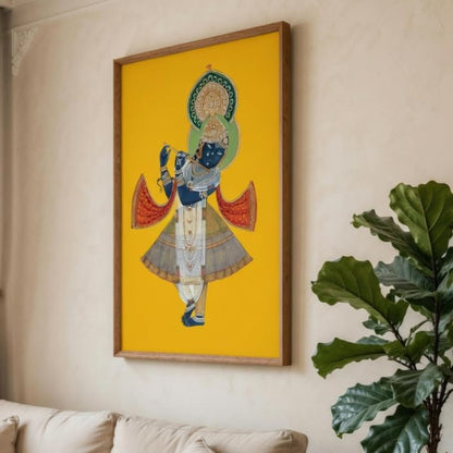 Lord Shree Nath ji Wall Painting with Wooden Frame | Traditional Shree Nath ji Artwork HD UV Laminated MDF Wall Decor | Spiritual Hindu God Wall Art for Living Room Bedroom Temple Decor