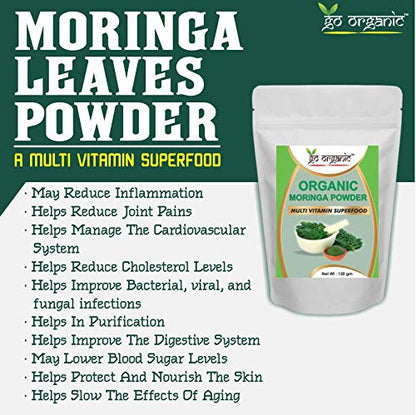 Go Organic Moringa Leaf Powder (150 Gm) - Herbal Supplement with Vitamins