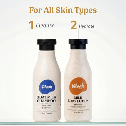 Vilvah Milk Body Lotion | 48H Moisturisation & Skin Barrier Repair | Lightweight, Fast-Absorbing Body Lotion with Oat Milk, Ceramides & Olive Squalane | For All Skin Types | Unisex, Toddler-Friendly | 250ml