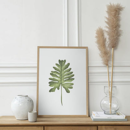 Philodendron Botanical Wall Painting| Modern Art Painting for Living Room Bed Room and Office | 11 x 14 inches (Natural Frame)