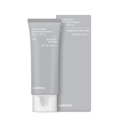 celimax Dual Barrier Watery Sun Cream SPF50+ PA++++ (40ml) Korean Sunscreen with Barrier-Strengthening Ceramides & Hyaluronic Acid, Daily Hydrating, Non-Greasy & Invisible Finish, UVA/UVB Sun Protection for All Skin Types