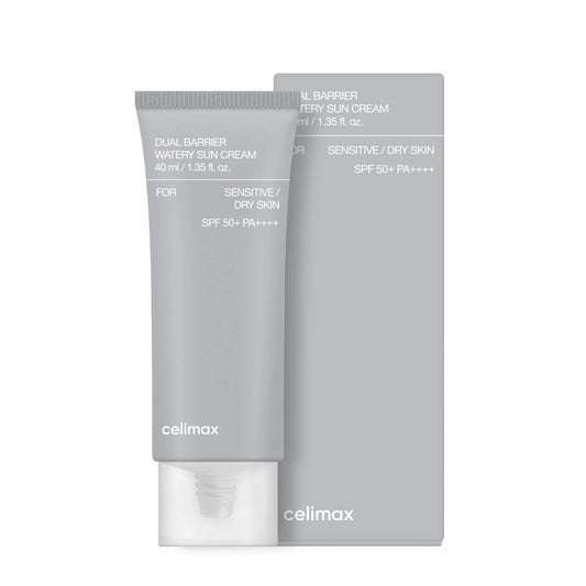 celimax Dual Barrier Watery Sun Cream SPF50+ PA++++ (40ml) Korean Sunscreen with Barrier-Strengthening Ceramides & Hyaluronic Acid, Daily Hydrating, Non-Greasy & Invisible Finish, UVA/UVB Sun Protection for All Skin Types