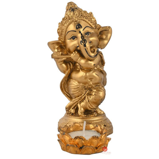 Golden Lord Ganesh Idol Figurine/Showpiece/Sculpture For Car Dashboard/Pooja Room/Table Decoration/Office Decors|Vinayaka Little Ganpati Aesthetic Lucky Gift For Diwali Birthday Festival
