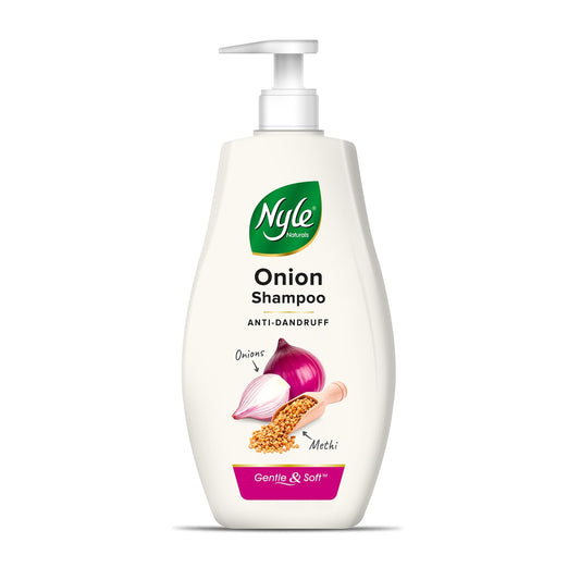 Nyle Naturals Anti Dandruff Onion Shampoo|For Dandruff Free Hair |Enriched With Onion & Fenugreek |Gentle & Soft Shampoo For Men & Women, 400ml