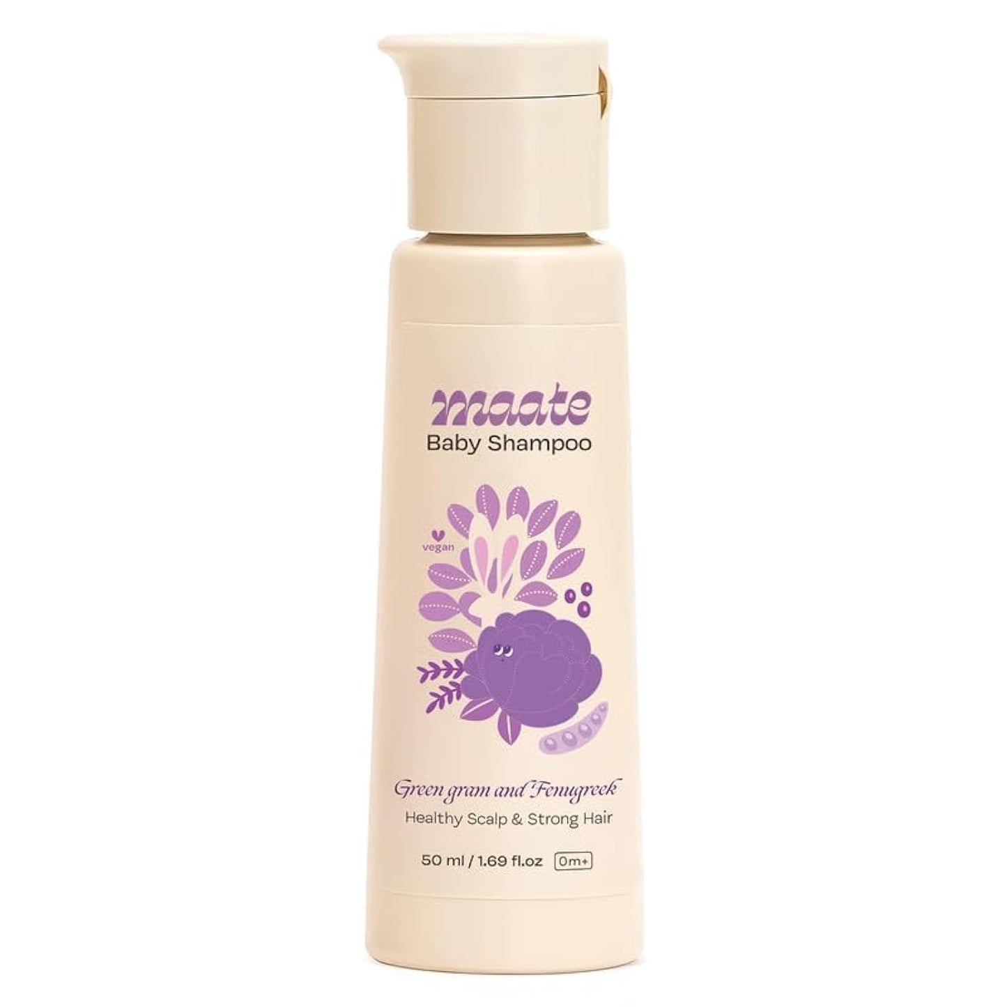 Maate Baby Shampoo | Kids Shampoo for Soft & Shiny Baby Hair | Sulphate Free Shampoo for Daily Use | pH Balanced, Soap Free & Tear-Free Mild Shampoo | Natural & Vegan (50 ml)
