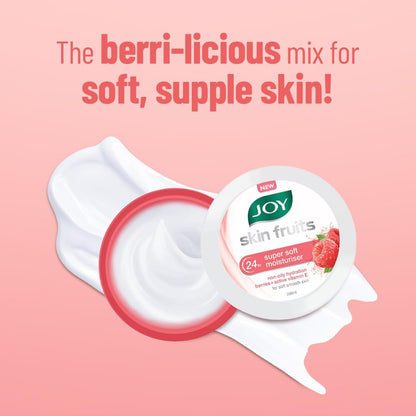 Joy Super Soft Cold Skin Cream for 24 Hr Moisturization - Berries (200ml) - Lightweight & Oil Free Moisturizer For Instant Hydration | Non Sticky & Non Greasy Cream for Hands, Face & Body