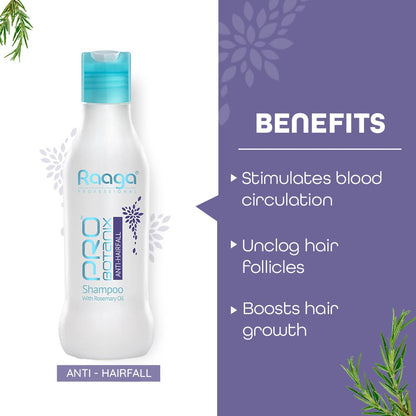 Raaga Professional Pro Botanix Anti-Hair Fall Shampoo with Rosemary Oil (200 ml) Prevents Hair Breakage, Imparts Hair Growth | Suitable For Men and Women