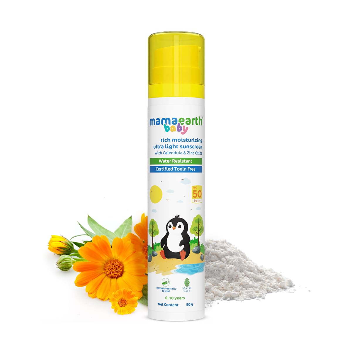 Mamaearth Baby Rich Moisturizing Ultra Light Sunscreen - 50g | SPF 50 & PA++++ | Water Resistant | Lightweight & Moisturizing | Suits all Skin Type | Safe For Babies | Dermatological Tested | Hydrating Sun Protection