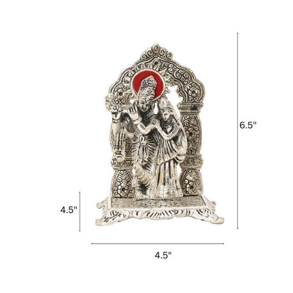 Silver Plated Radha Krishna Chowki God Idol for Home/Gift | Spiritual Significance | Symbol of Love and Devotion | Bringing Positive Energy | Ideal Gift Option
