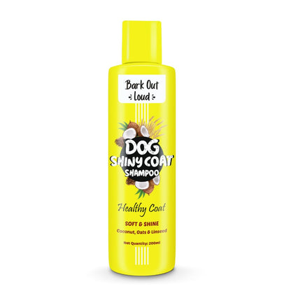 BARK OUT LOUD-Shiny Coat Dog Shampoo | Oatmeal, Coconut, Linseed, Cedar-Wood | Hydrating & Anti-Fungal/Bacterial | Healthy Glowing Coat, Shampoo for Dogs (200 ml)