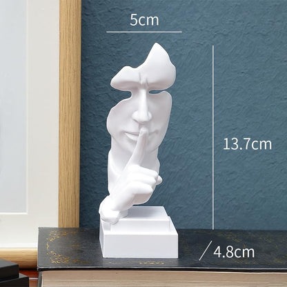 Thinker Statue, Keep Silence Statue - Modern Sculpture Design | Statues of Men Abstract Sculpture Decorative Objects, Table Top Decor for Livingroom Home Decor, Office Study (White)