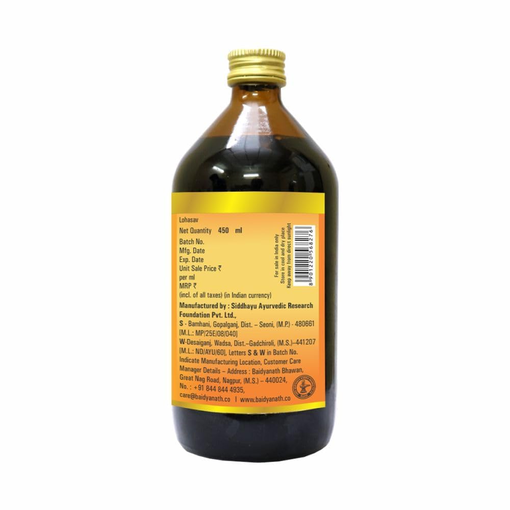 Baidyanath Asli Ayurved Lohasav I Anaemia Syrup I 450 Ml, Natural