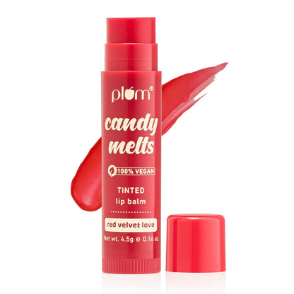 Plum Candy Melts Red Velvet Love Tinted Lip Balm | Moisturizes & Nourishes | Hydrates Dry & Chapped Lips | 100% Vegan | 4.5g