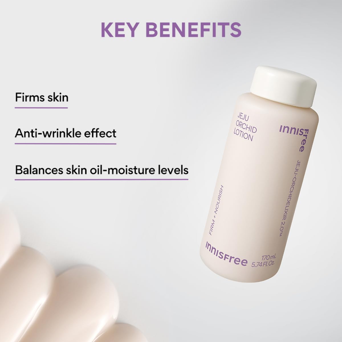 Innisfree Jeju orchid Face Lotion for Elasticity, Brightening and Nourishing | Moisturiser with Anti Aging Care with Hyaluronic Acid and Peptides-170ml
