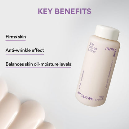 Innisfree Jeju orchid Face Lotion for Elasticity, Brightening and Nourishing | Moisturiser with Anti Aging Care with Hyaluronic Acid and Peptides-170ml