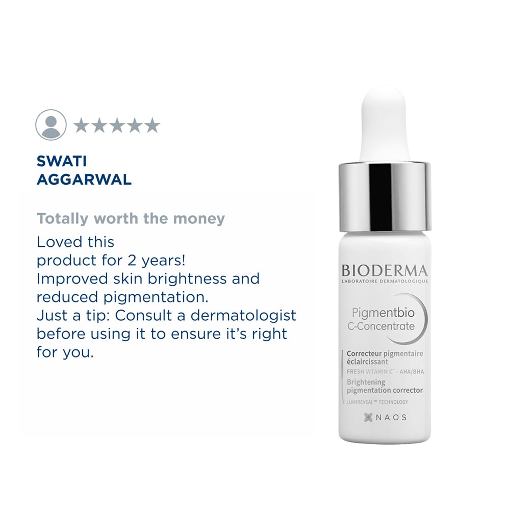 Bioderma skincare product with customer review on a white background