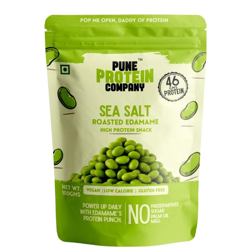Sea Salt Roasted Edamame Beans (100g) | 46g High Plant Protein Per 100g | Diet for Everyday Nutrition & Well-being | Vegan, Gluten Free, Low Calorie Crunchy Savoury Healthy Snack