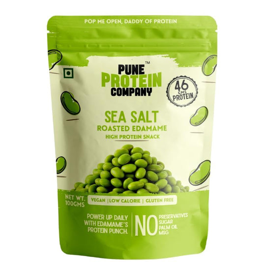 Sea Salt Roasted Edamame Beans (100g) | 46g High Plant Protein Per 100g | Diet for Everyday Nutrition & Well-being | Vegan, Gluten Free, Low Calorie Crunchy Savoury Healthy Snack