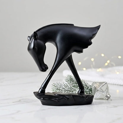 Elegant Black Horse Artefact for Home and Office Décor (Pack of 1, Black)
