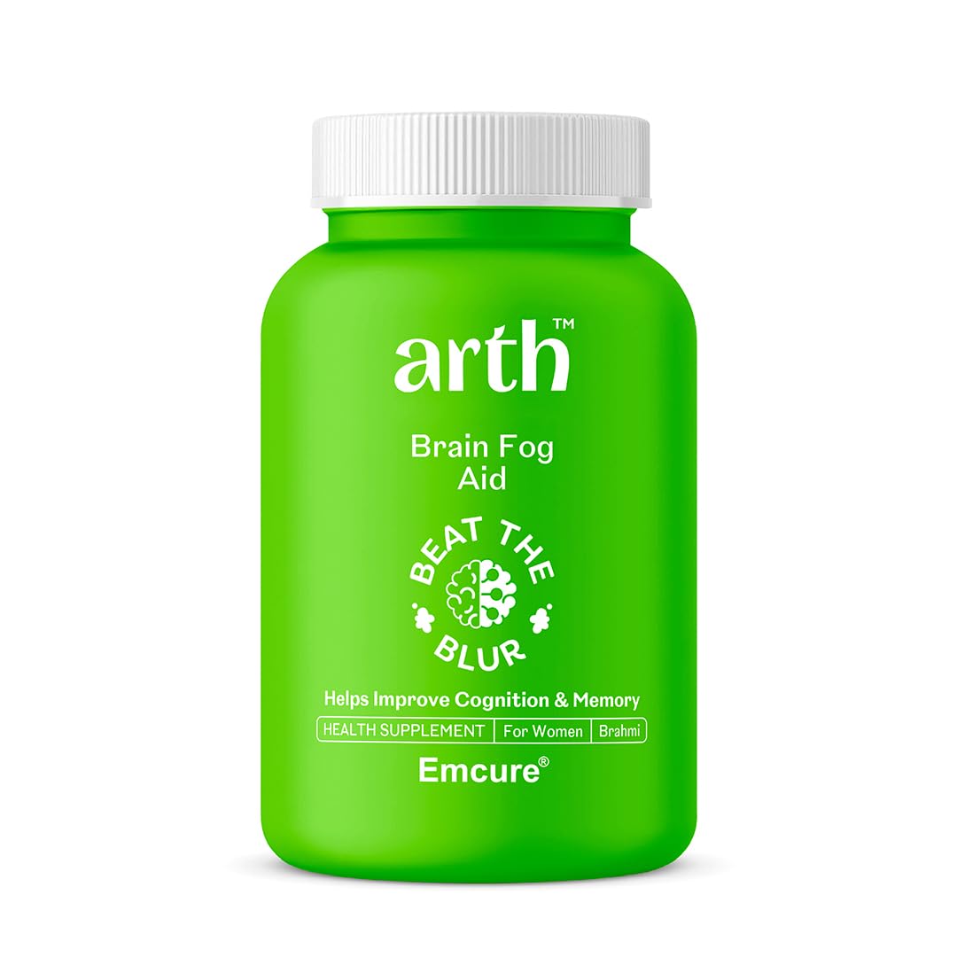 Arth Brain Fog Support | Brain Booster Supplement for Women | Helps Improve Cognition, Focus, Concentration, and Memory; Reduces Stress & Anxiety | Formulated with a highly potent Brahmi tablet featuring Brahmi extract (B-Lit Bacopa) (30 Veg Capsules)