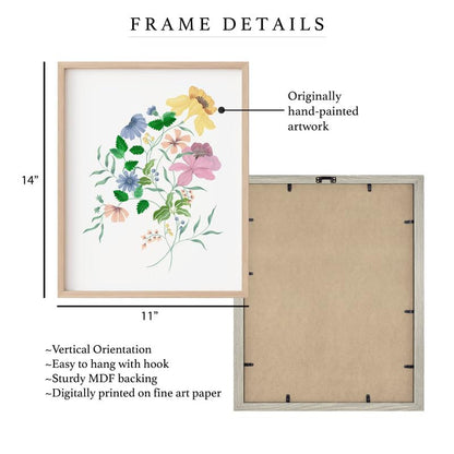Floral Bouquet Wall Painting| Modern Art Painting for Living Room Bed Room and Office | 11 x 14 inches (Natural Frame)