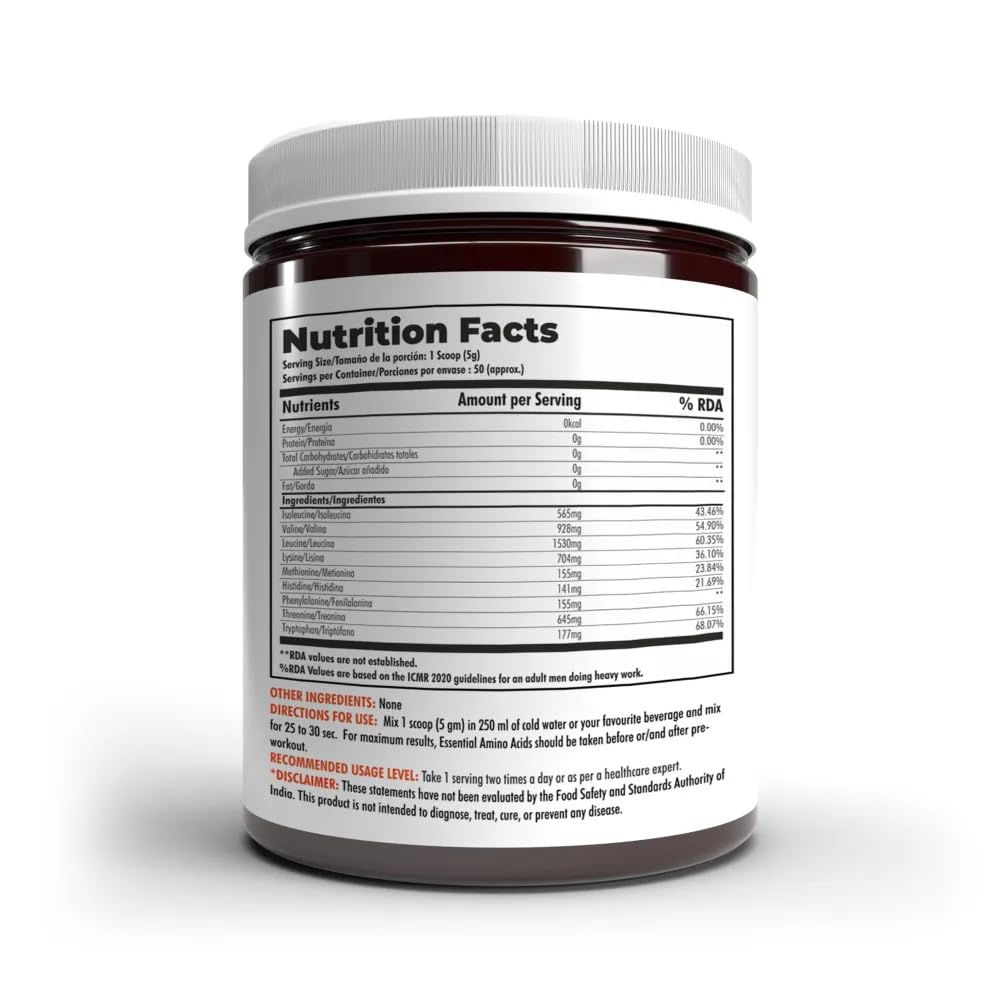 Klr.Fit's EAA Intra - Training/Workout drink Powder with BCAA helps provide Muscle Recovery | Hydration | Performance All 9 Essential Amino Acid- 50 servings