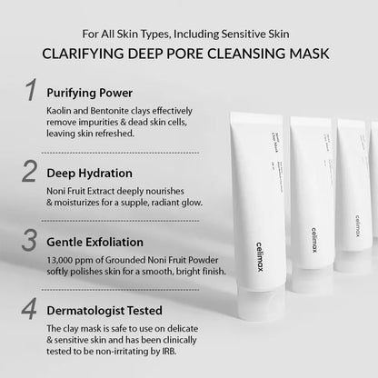 Celimax The Real Noni Refresh Clay Mask (120g) Deep Pore Cleansing Korean Face Mask with 30% Noni Extract, Oil Control, Gentle Exfoliation, Removes Dead Skin, Deep Hydration, Suitable For Oily, Acne-Prone & Sensitive Skin