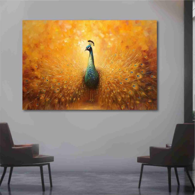 Unframed Rolled Art Print||Beautiful Peacock Canvas Wall Art Print for Home Décor And Office||Unframed canvas Painting For Wall decor||Home wall and Office Interior CR-126