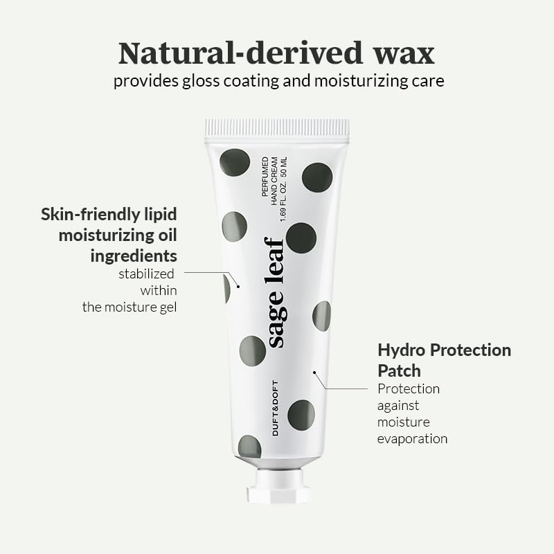 DUFT & DOFT Niche Perfume Hand Cream Sage Leaf (50ml): Herbal Cypress & Cedar, Cocoa Butter & Squalane for Intense Hydration & Softness