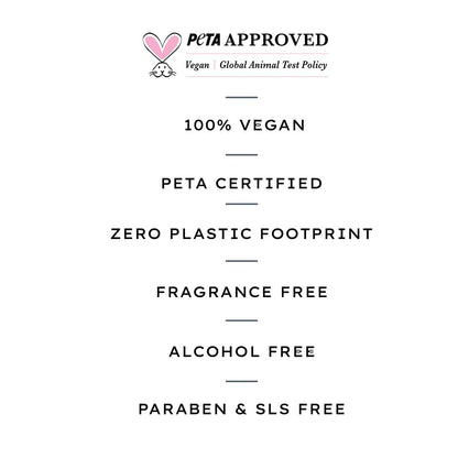 List of product features with PETA certification on a white background