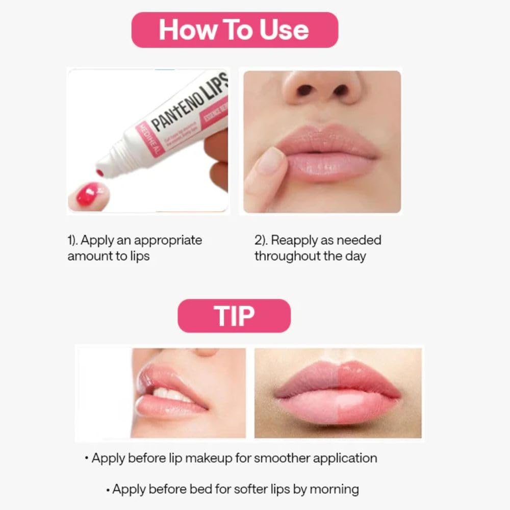 MEDIHEAL Pantenolips Healssence Berry Pink LipEssence (10 ml) Hydrating Korean Treatment with Panthenol, Berry Extracts & Vitamin E for Dry Chapped Lips with Natural Pink Tint, Intensive Lip Care