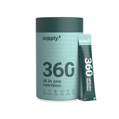 Supply6 360 Ultimate Health Powder for Women & Men | Daily Supplement with 63+Vitamins, Minerals, Probiotics, and Superfoods | Daily Greens | Gut Health supplements, Energy, Immunity (15 Servings)