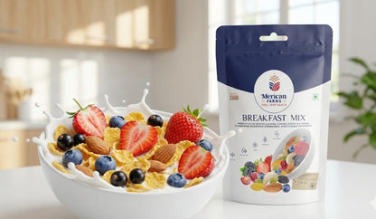 Merican Farms Breakfast Mix 250gm with Healthy Mixed Nuts with Dry Fruits, Premium Fiber SuperMix, Fresh and Perfectly Balanced Mix Dry Fruits Pack,Anytime Snacking Berries