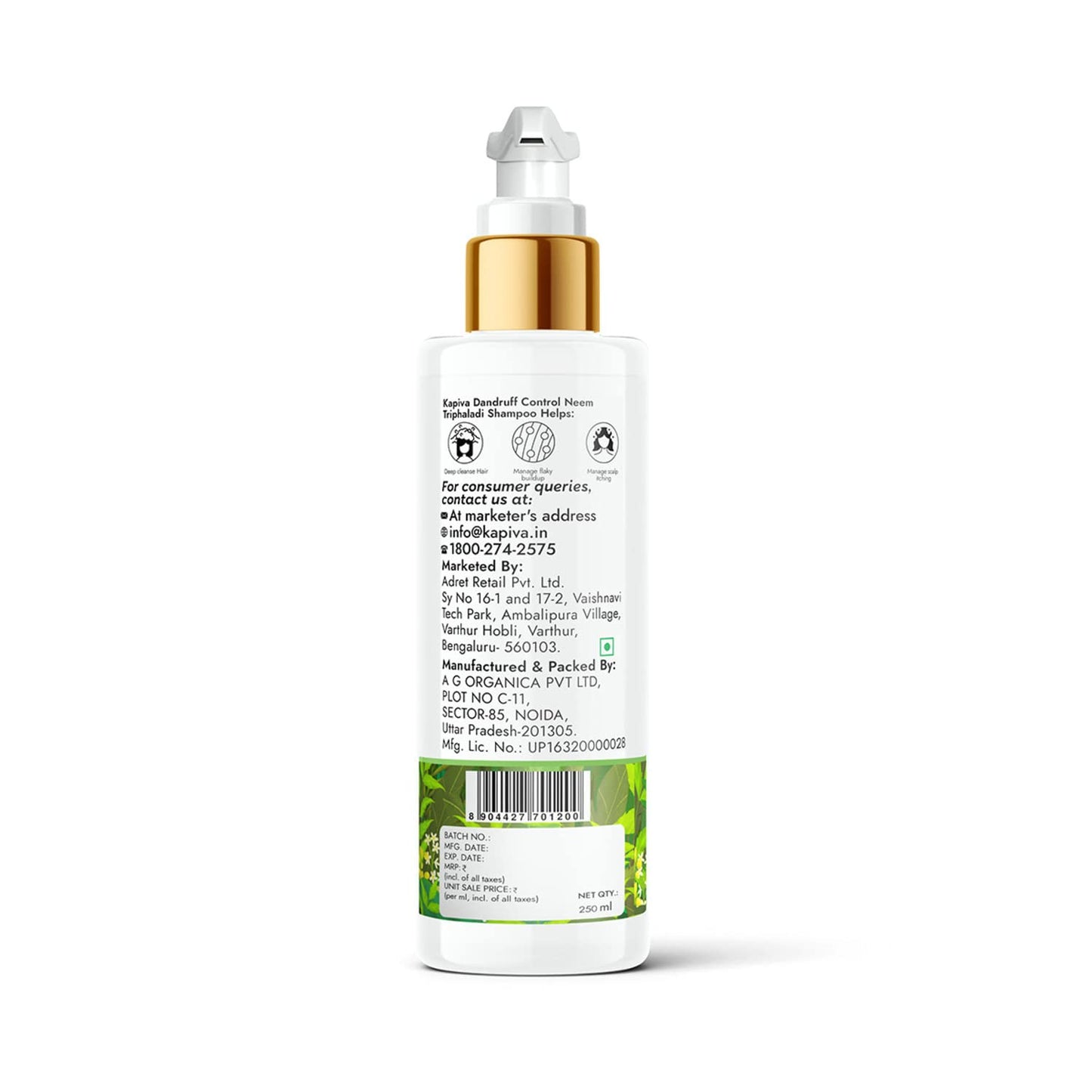 Kapiva Dandruff Control Neem Triphaladi Shampoo | Helps to reduce mild to heavy dandruff in 1 month