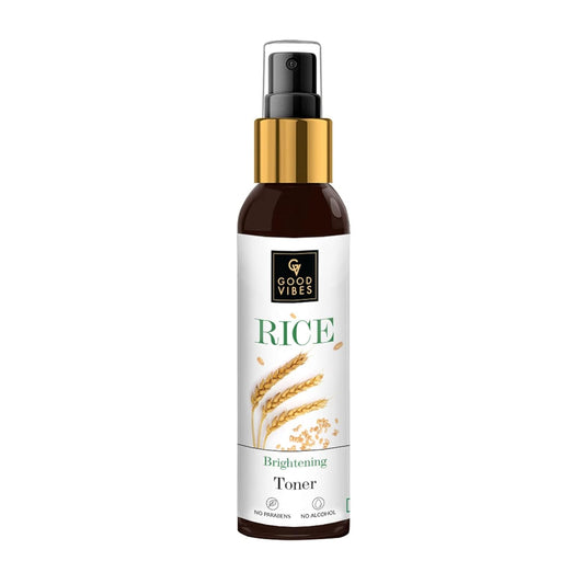 Good Vibes Rice Brightening Toner 120 ml, Hydrating Light Weight Moisturizing Glowing Face Spray Toner for All Skin Types, Natural, No Alcohol, Parabens & Sulphates, No Animal Testing