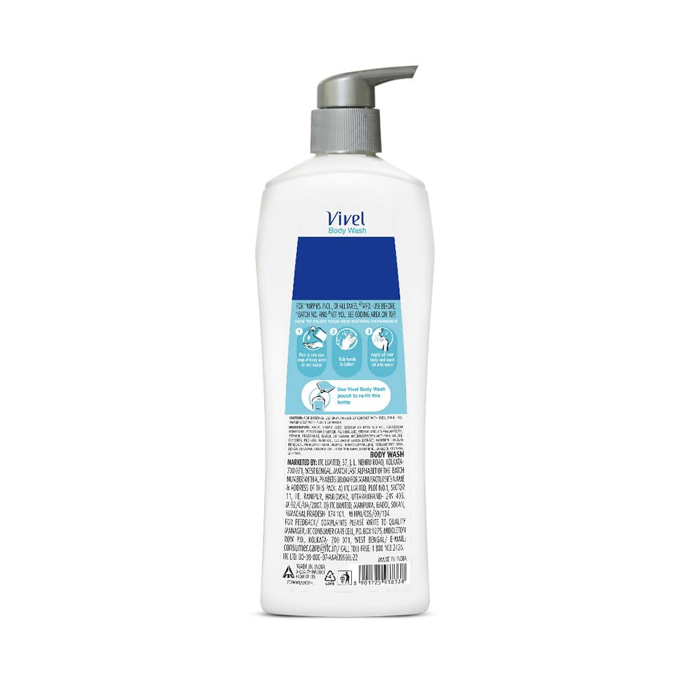 Vivel Cooling Body Wash, Mint & Cucumber Shower Gel, 500 ml Pump Bottle, Refreshing, Moisturizing & Fragrant Bodywash, For Soft, Smooth & Fresh Skin, For Women & Men