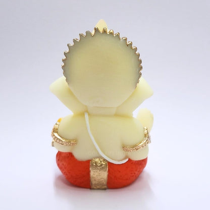 Gold Art India Resin Lord Ganesha Idol for Car Dashboard, Home, Office | Ganpati Statue for Mandir Decor | Handcrafted Ganesh Murti (Red & Ivory)