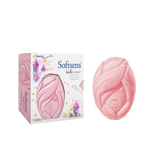 Softsens Kids Soap Princess 75g | Gentle Nourishing Care with Shea Butter & Natural Milk Cream, Dermatologist Tested Baby Soap, Moisturizing Fun Shape Bar Soap For Toddlers & Kids 2-10 Years