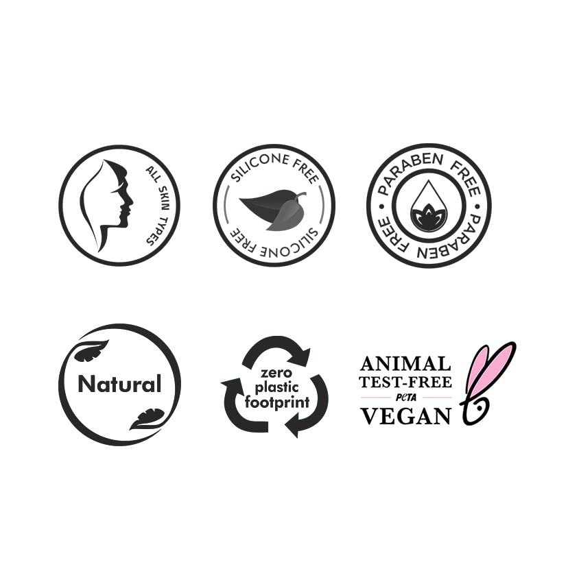 Set of black and white icons representing various product attributes on a white background.