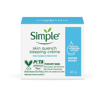 Simple skin quench sleeping crème packaging on a white background